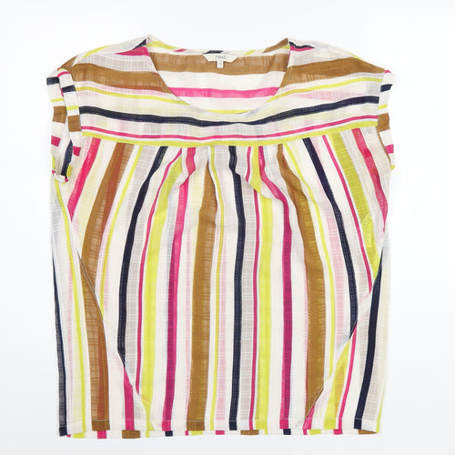 NEXT Womens Multicoloured Striped Polyester Basic T-Shirt Size 12 Round Neck