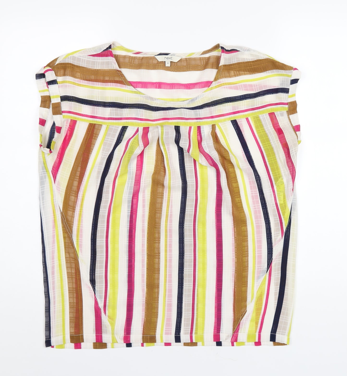 NEXT Womens Multicoloured Striped Polyester Basic T-Shirt Size 12 Round Neck