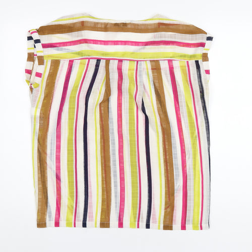 NEXT Womens Multicoloured Striped Polyester Basic T-Shirt Size 12 Round Neck