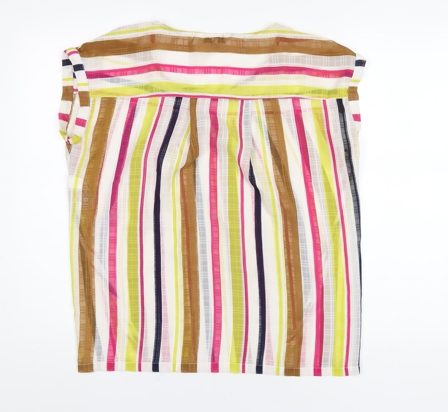 NEXT Womens Multicoloured Striped Polyester Basic T-Shirt Size 12 Round Neck