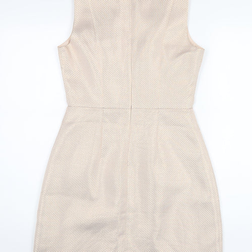 Oasis Womens Beige Polyester A-Line Size 8 V-Neck Zip