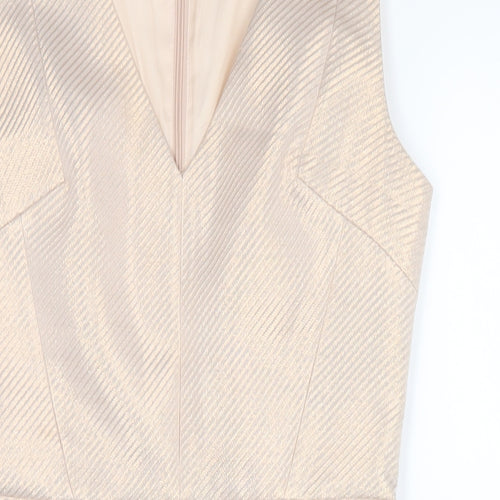 Oasis Womens Beige Polyester A-Line Size 8 V-Neck Zip
