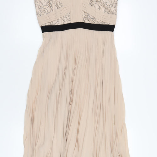 Monsoon Womens Beige Nylon A-Line Size 10 Round Neck Zip