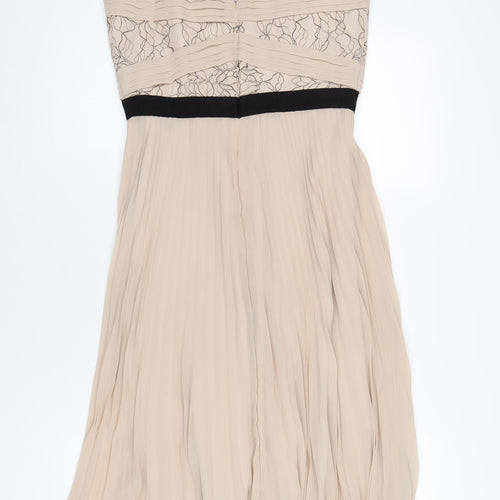 Monsoon Womens Beige Nylon A-Line Size 10 Round Neck Zip