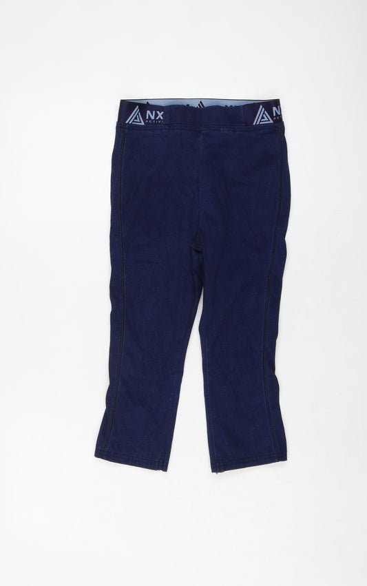 NEXT Womens Blue Cotton Compression Shorts Size 6 L17 in Regular