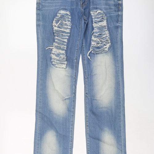Black Bat Mens Blue Cotton Straight Jeans Size 32 in L32 in Regular Button