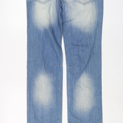Black Bat Mens Blue Cotton Straight Jeans Size 32 in L32 in Regular Button