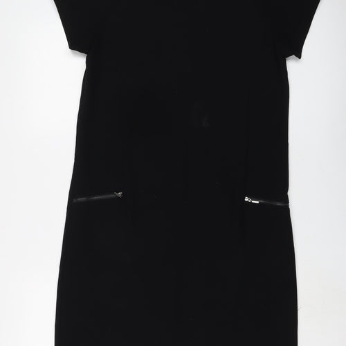NEXT Womens Black Polyester A-Line Size 12 Round Neck Zip
