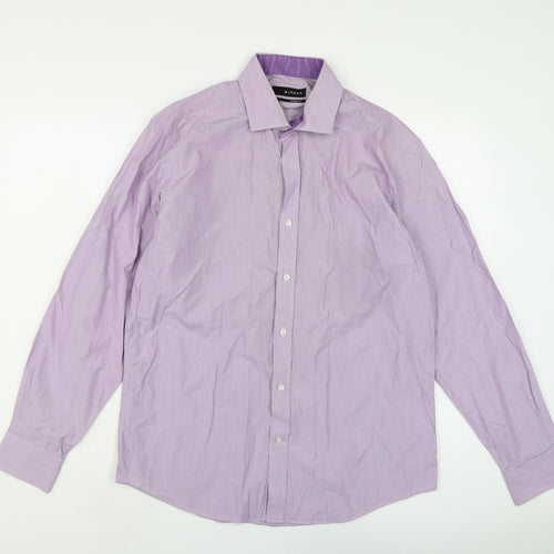 Blazer Mens Purple Cotton Button-Up Size 16 Collared Button