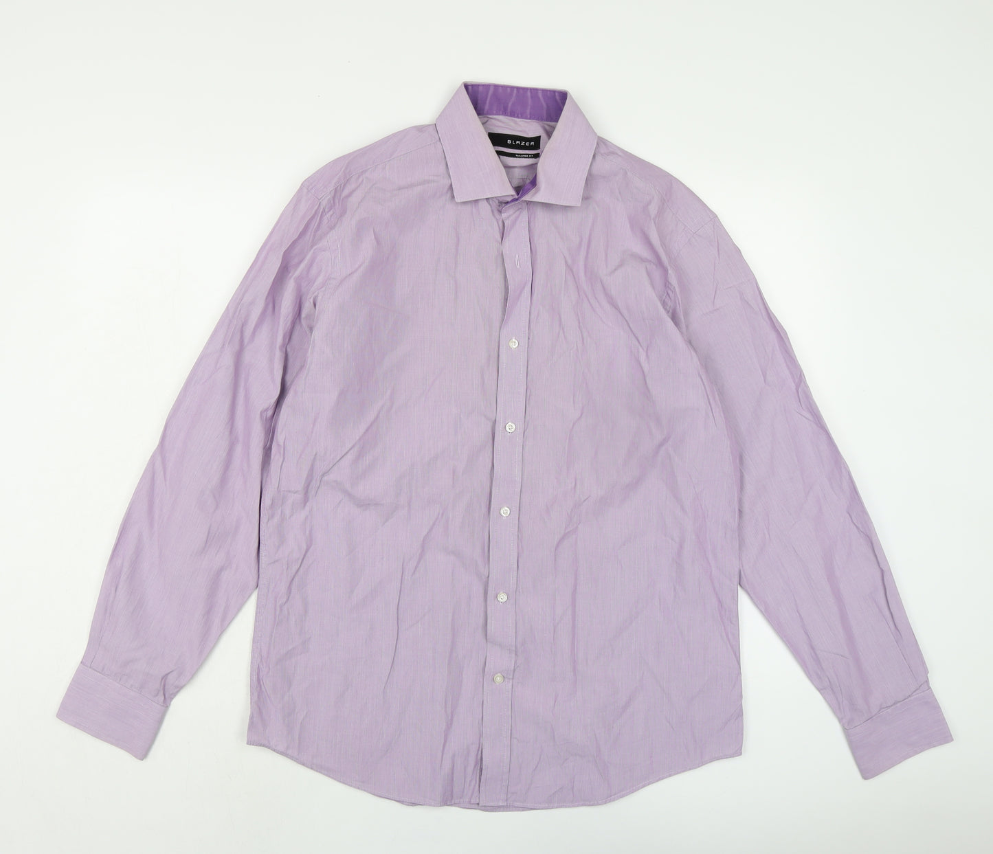 Blazer Mens Purple Cotton Button-Up Size 16 Collared Button