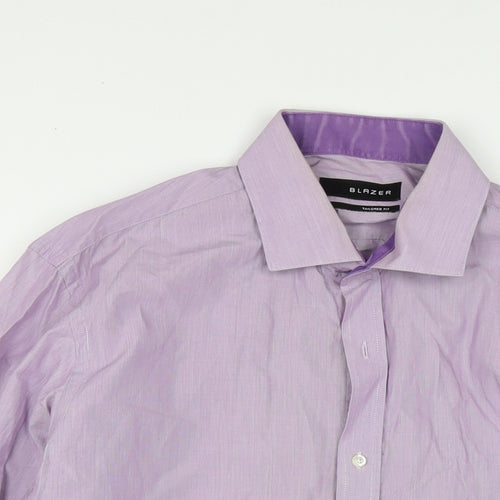 Blazer Mens Purple Cotton Button-Up Size 16 Collared Button