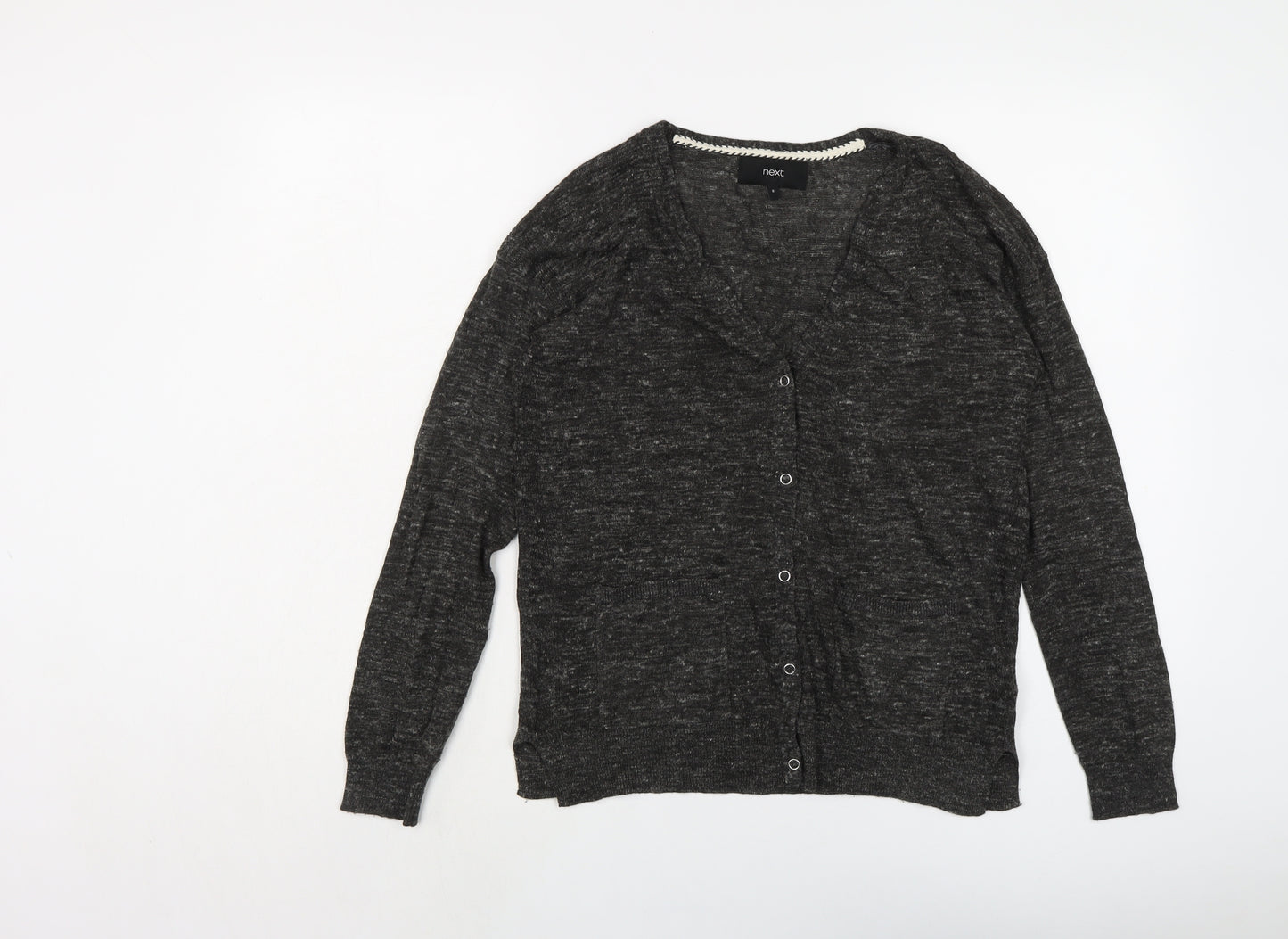 NEXT Womens Grey V-Neck Acrylic Cardigan Jumper Size 8
