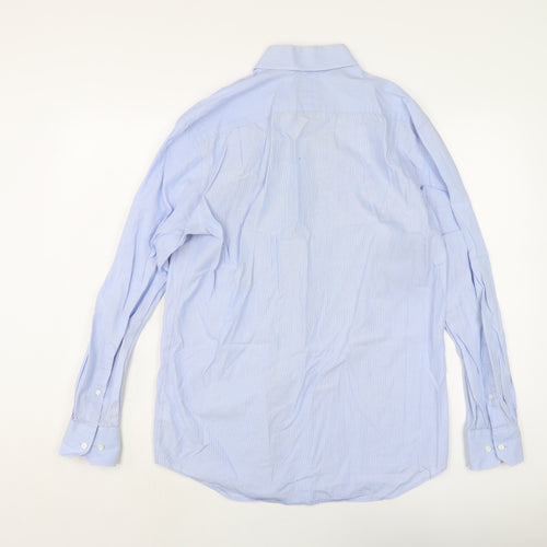 Jeff Banks Mens Blue Cotton Button-Up Size 15.5 Collared Button