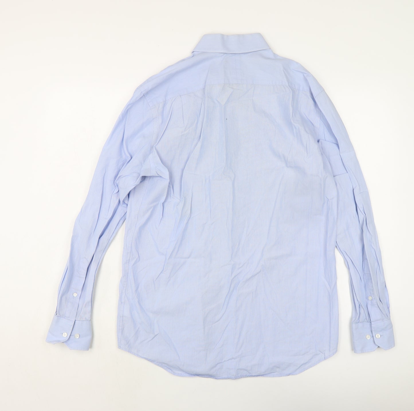 Jeff Banks Mens Blue Cotton Button-Up Size 15.5 Collared Button