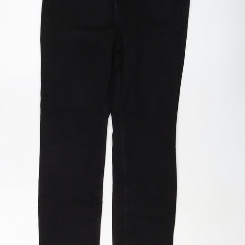 Marks and Spencer Womens Black Cotton Straight Jeans Size 12 L30 in Slim Button
