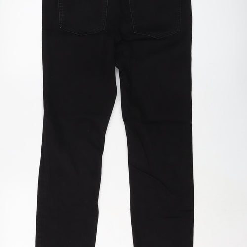 Marks and Spencer Womens Black Cotton Straight Jeans Size 12 L30 in Slim Button