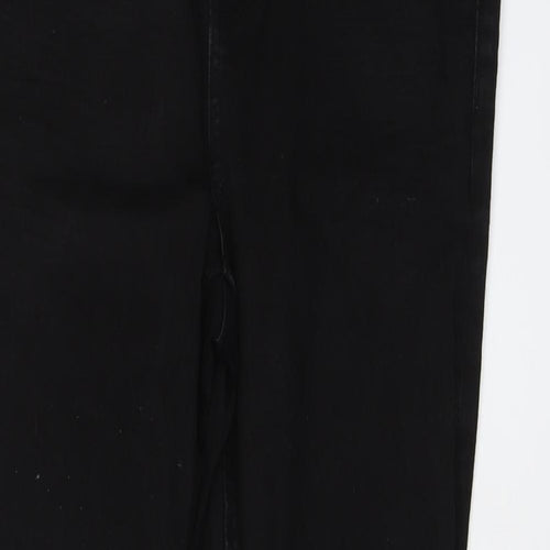 Marks and Spencer Womens Black Cotton Straight Jeans Size 12 L30 in Slim Button