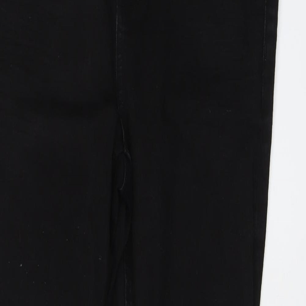 Marks and Spencer Womens Black Cotton Straight Jeans Size 12 L30 in Slim Button