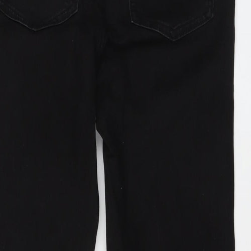 Marks and Spencer Womens Black Cotton Straight Jeans Size 12 L30 in Slim Button