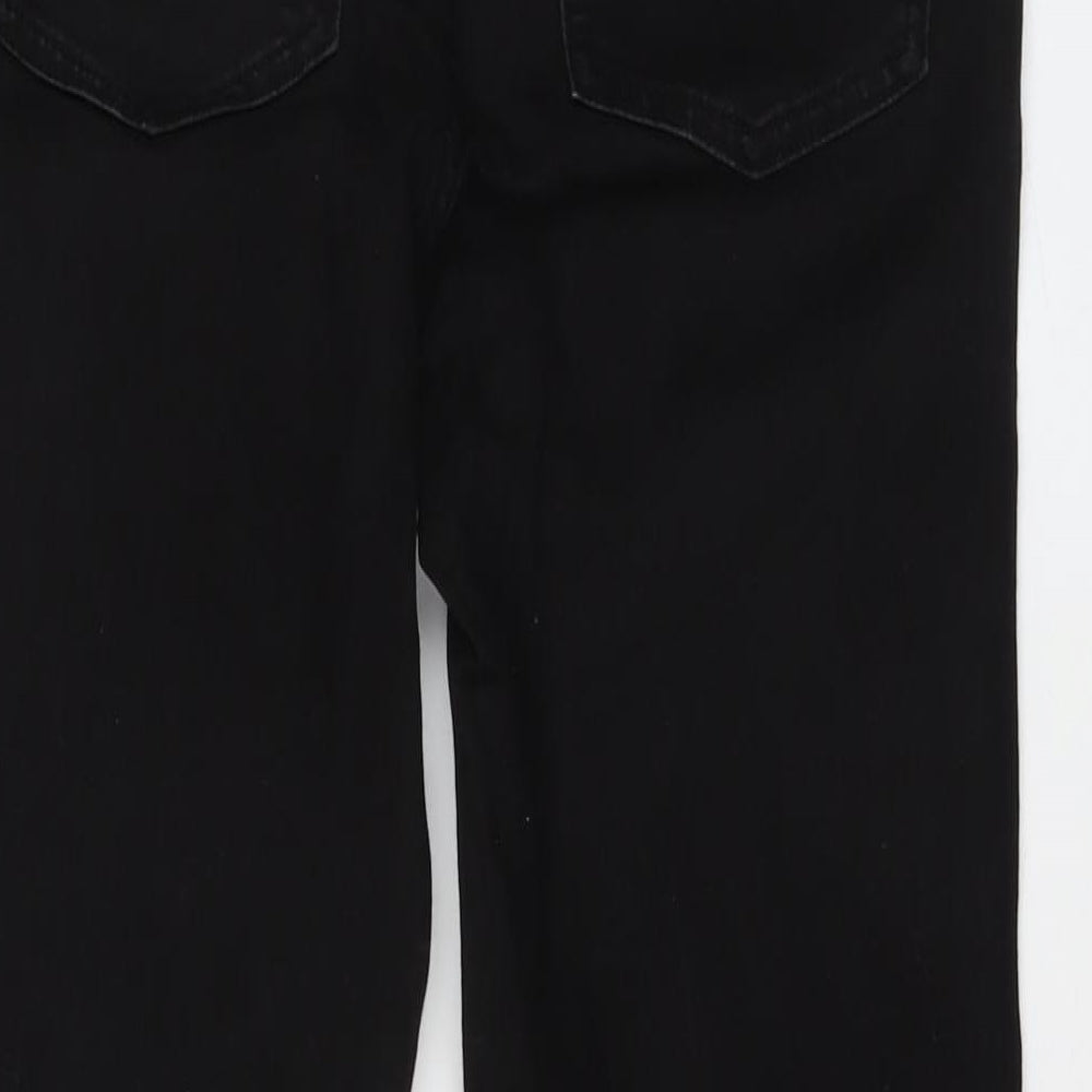Marks and Spencer Womens Black Cotton Straight Jeans Size 12 L30 in Slim Button