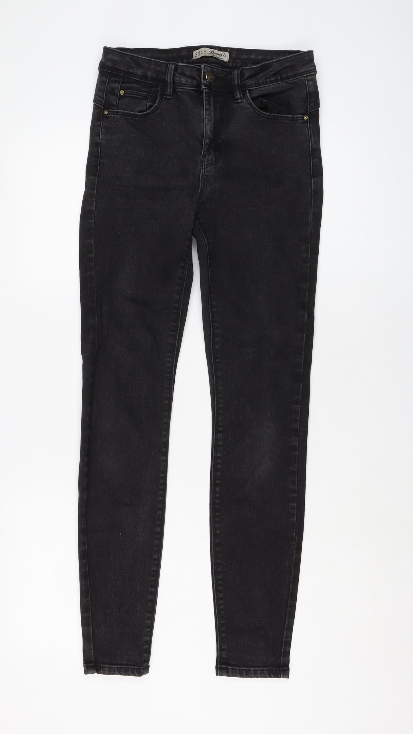 Denim & Co. Womens Grey Cotton Skinny Jeans Size 10 L29 in Regular Button