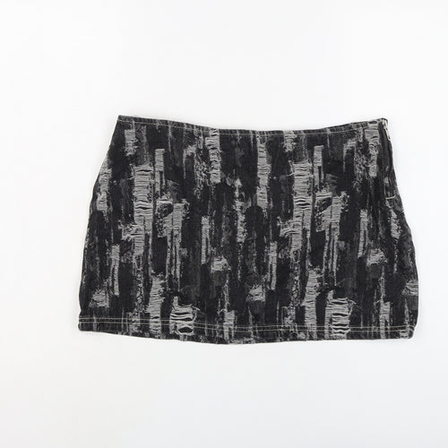 Milk it Womens Grey Cotton Mini Skirt Size 12 Zip