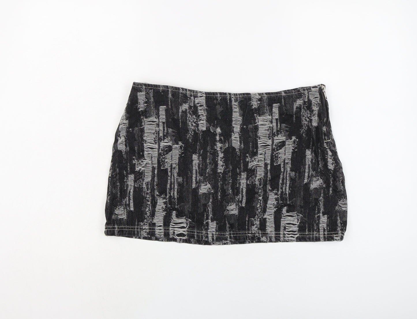 Milk it Womens Grey Cotton Mini Skirt Size 12 Zip