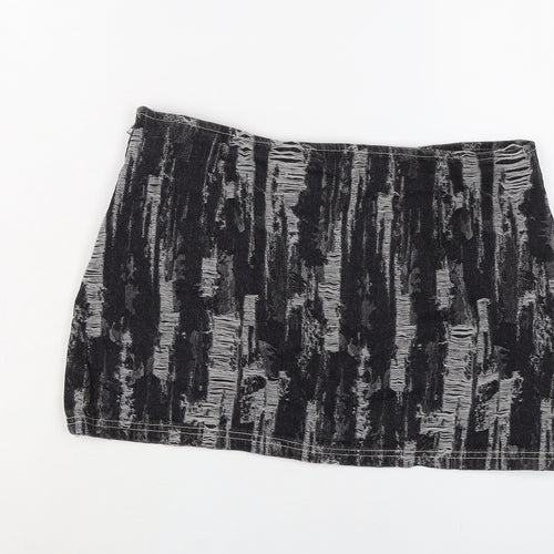 Milk it Womens Grey Cotton Mini Skirt Size 12 Zip