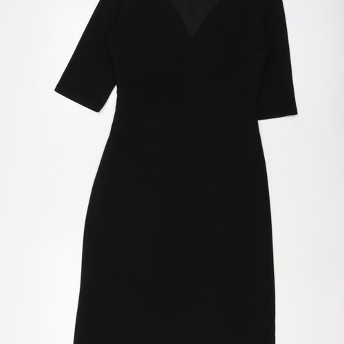 NEXT Womens Black Polyester A-Line Size 10 V-Neck Pullover