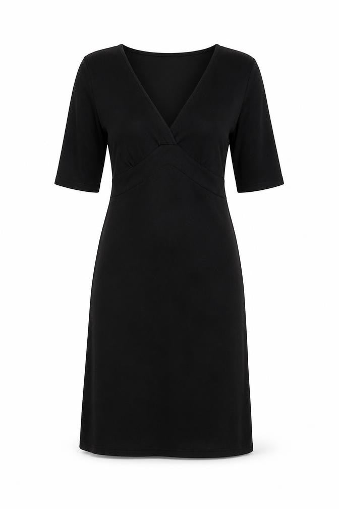 Front view of Next women’s black polyester a-line, size UK 10, v-neck pullover