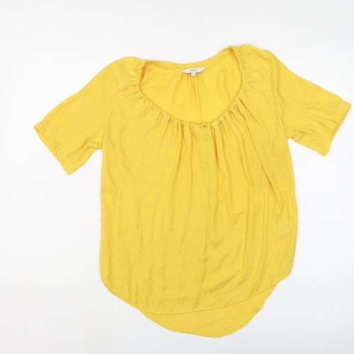 NEXT Womens Yellow Polyester Basic Button-Up Size 8 Round Neck