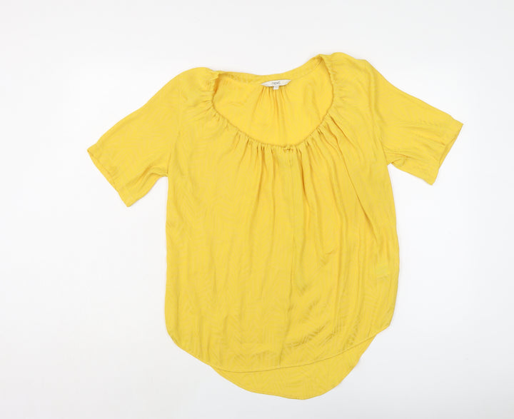 NEXT Womens Yellow Polyester Basic Button-Up Size 8 Round Neck