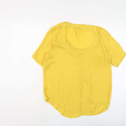 NEXT Womens Yellow Polyester Basic Button-Up Size 8 Round Neck