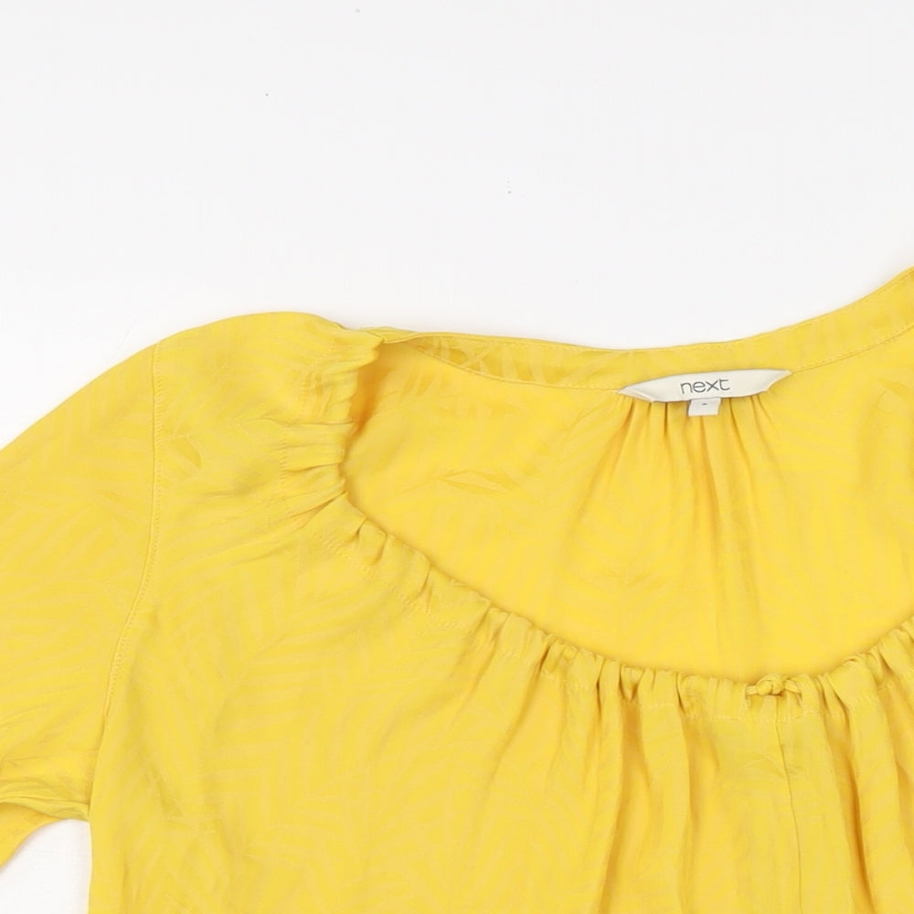 NEXT Womens Yellow Polyester Basic Button-Up Size 8 Round Neck
