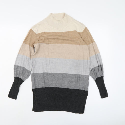 Marks and Spencer Womens Multicoloured Mock Neck Acrylic Pullover Jumper Size S