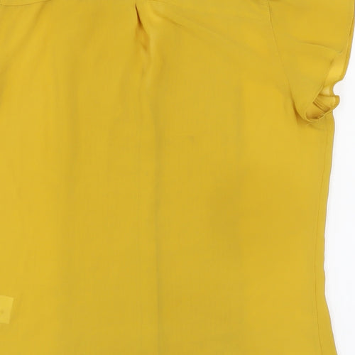 H&M Womens Yellow Polyester Basic Blouse Size 6 V-Neck