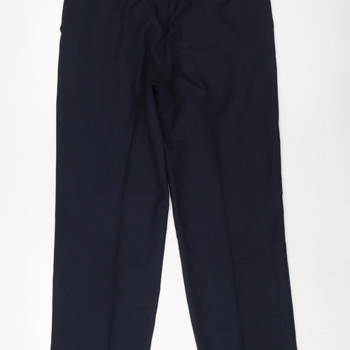 Classic Mens Blue Polyester Trousers Size 34 in L31 in Regular Button