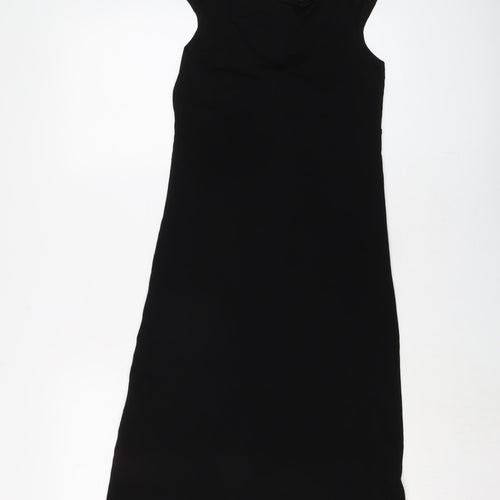 River Island Womens Black Acetate A-Line Size 10 V-Neck Pullover