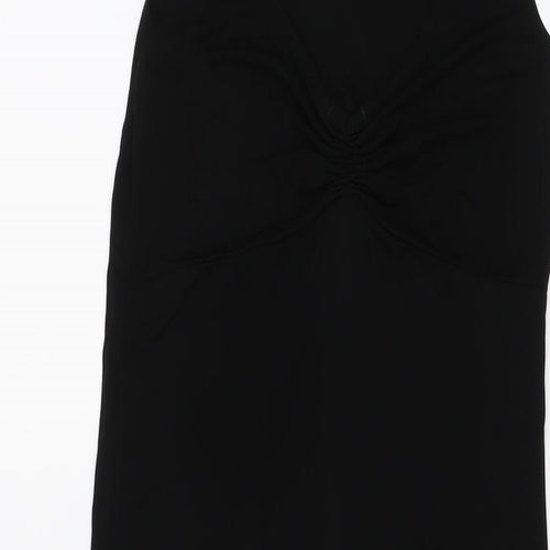 River Island Womens Black Acetate A-Line Size 10 V-Neck Pullover