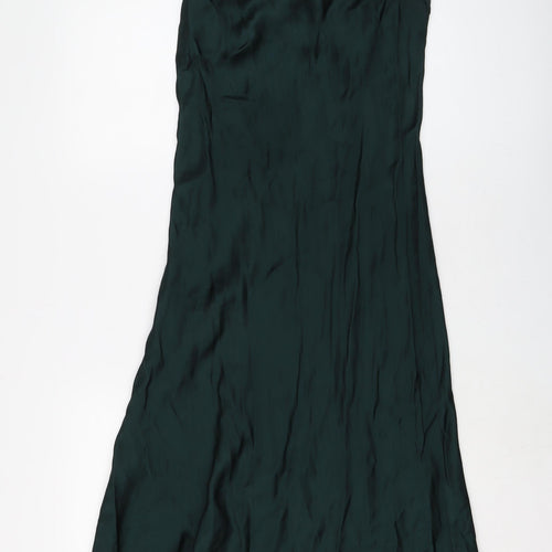 Zara Womens Green Viscose A-Line Size S Collared Zip