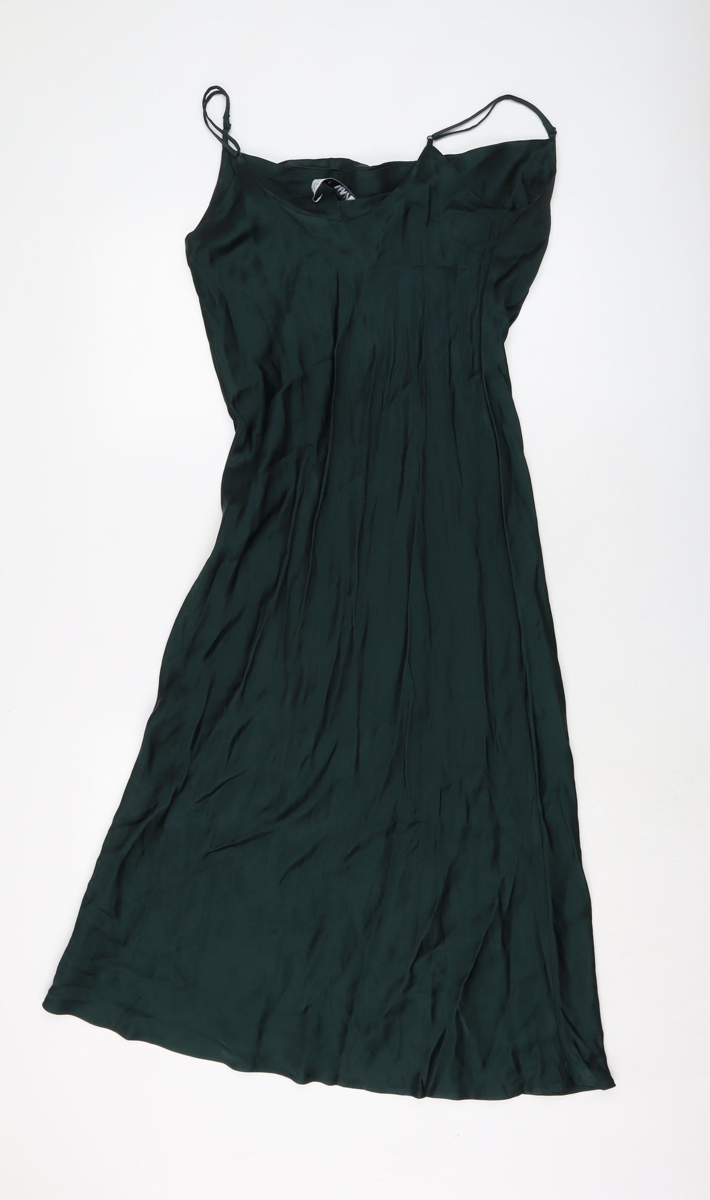 Zara Womens Green Viscose A-Line Size S Collared Zip