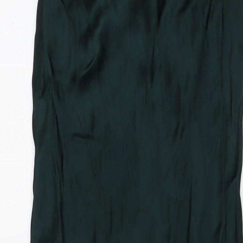 Zara Womens Green Viscose A-Line Size S Collared Zip
