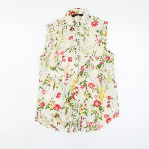 Zara Womens Multicoloured Fair Isle Polyester Basic Blouse Size XS Collared