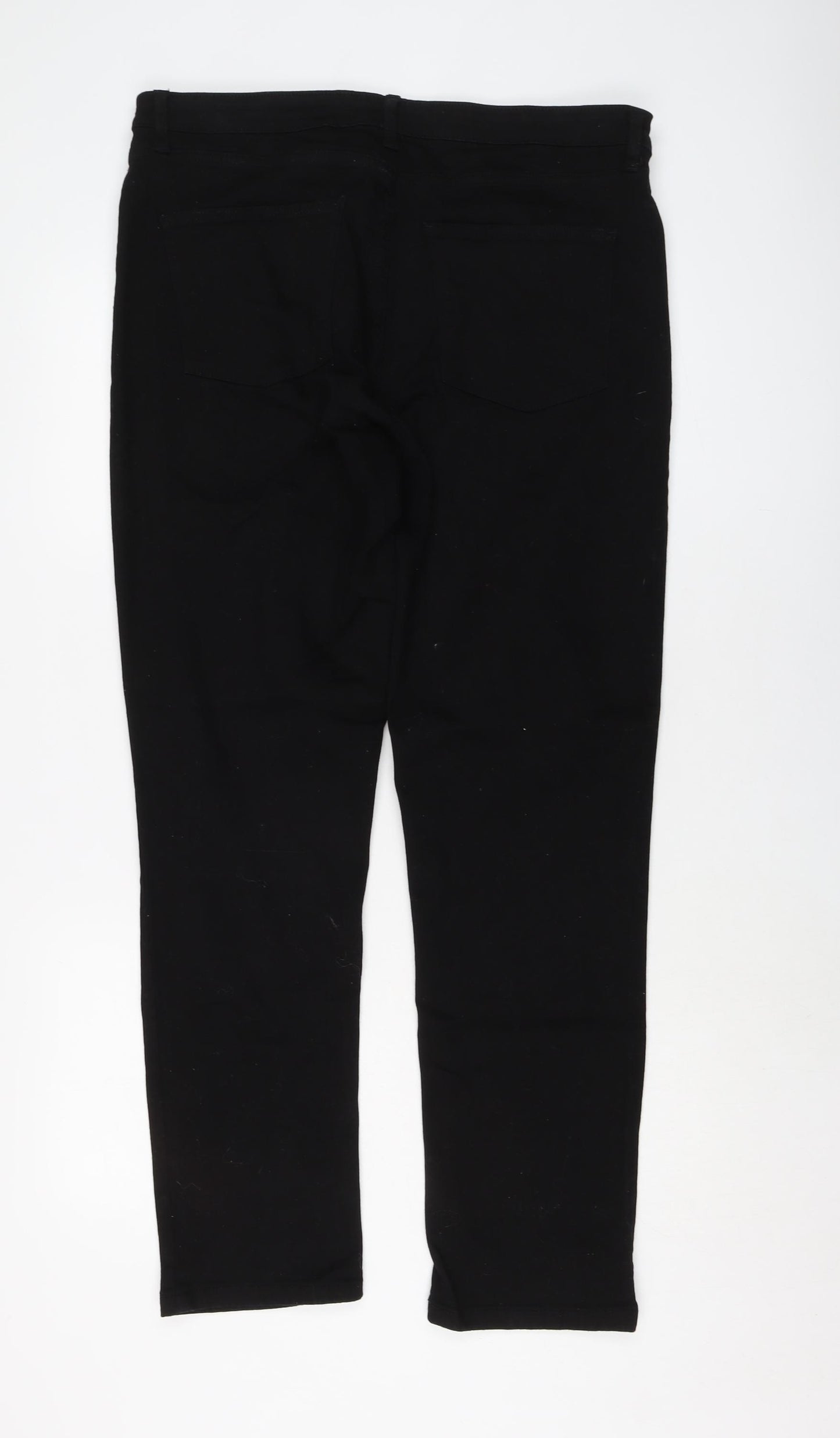 John Lewis Womens Black Cotton Straight Jeans Size 16 L29 in Regular Button