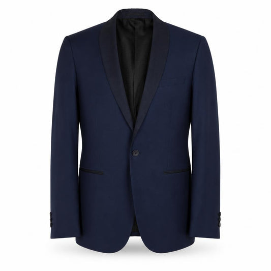 Front view of Next men’s blue polyester jacket suit jacket, size 36, regular