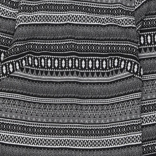 New Look Womens Black Geometric Polyester Pencil Dress Size 14 Round Neck Pullover