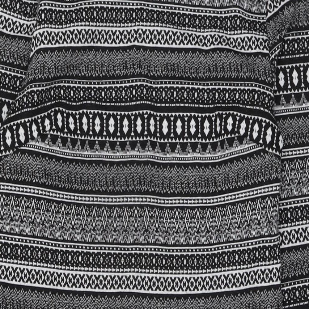New Look Womens Black Geometric Polyester Pencil Dress Size 14 Round Neck Pullover