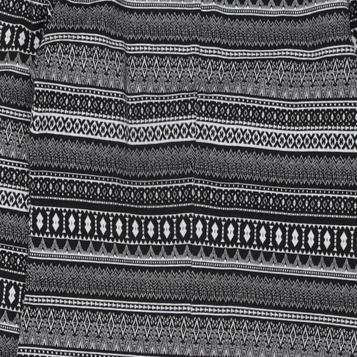 New Look Womens Black Geometric Polyester Pencil Dress Size 14 Round Neck Pullover