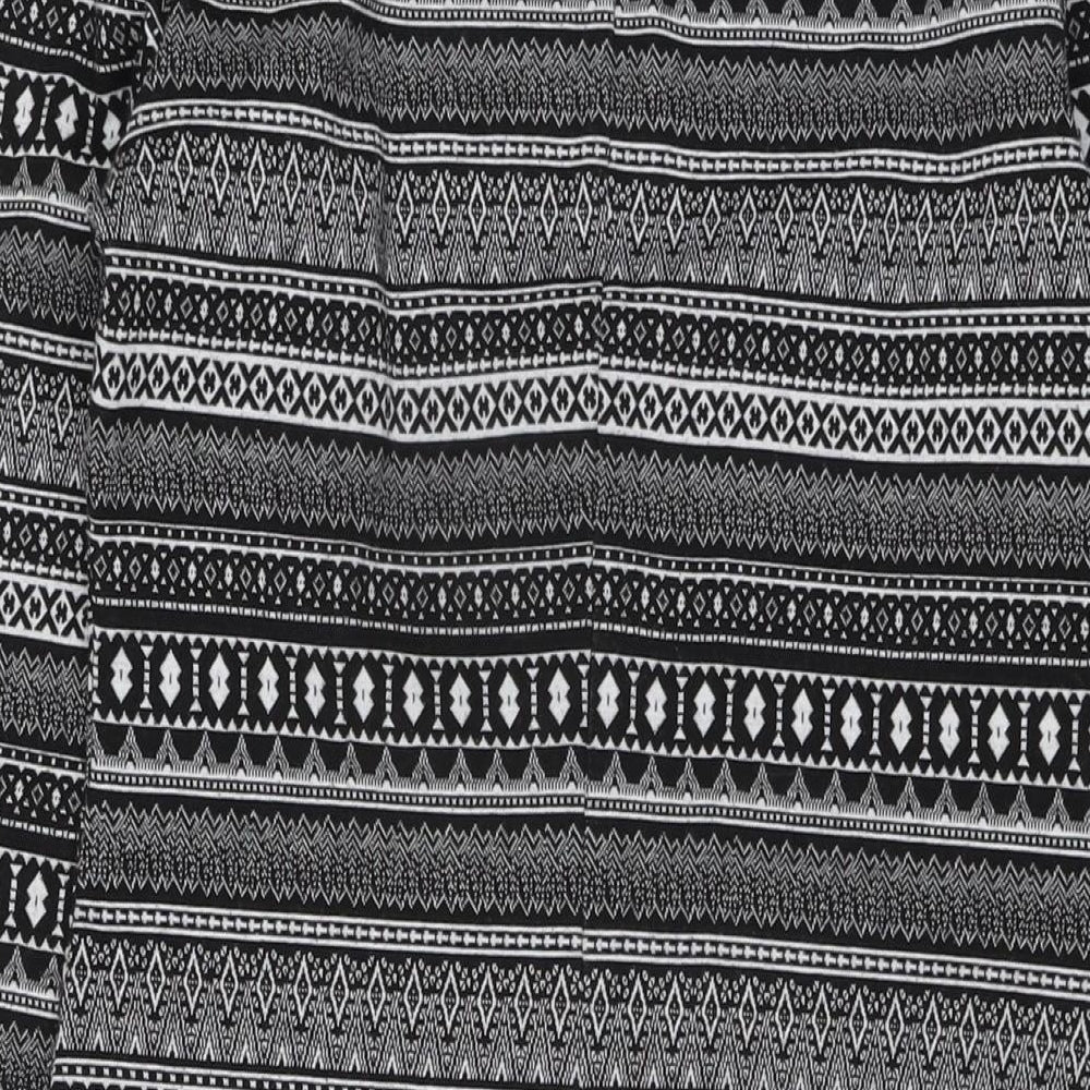 New Look Womens Black Geometric Polyester Pencil Dress Size 14 Round Neck Pullover