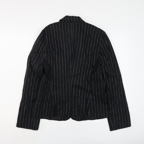 Fransa Womens Black Striped Cotton Jacket Suit Jacket Size L
